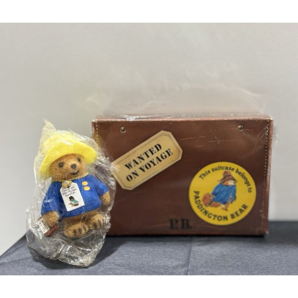 Vintage 1978 MINIATURE Eden 2 3/4" Paddington Bear and Suitcase Unopened